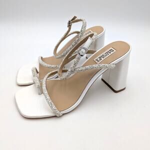 Badgley Mischka Collection Dalilah Toe Loop Sandals White Satin Size US8.5 EU39